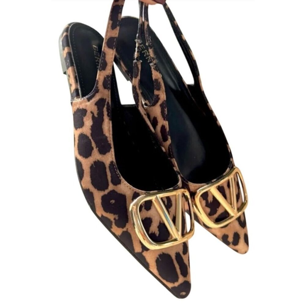 BERNESS / Ruthos / Leopard Print /  Slingback / Flats With Gold Buckle Detailing